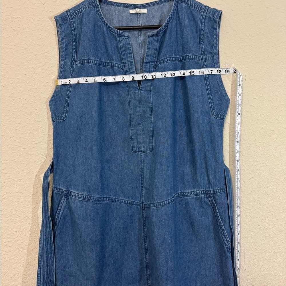 Seamed Denim Tie Waist Shift Dress